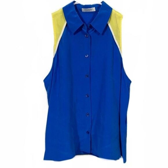 Equipment Color Block Button Up Sleeveless Blouse - Picture 1 of 5